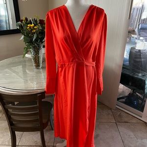 NWT.  BCBG Max Azria wrap dress in beautiful Mandarin color.